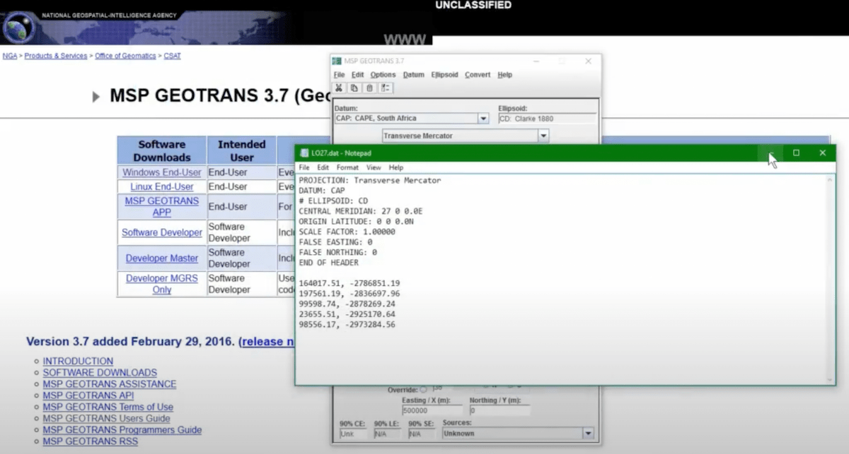 geotrans screenshot